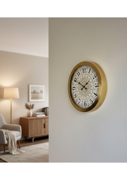 Metal Zengin Lüks Gold Duvar Saati | 36 cm | Butik Saat modelleri