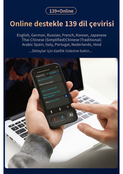 Akıllı Aı Anında Dil Çeviri Cihazı 139+ Dil Sesli & Görsel Çeviri Çevrimdışı Mod Anlık Çeviri Cihazı fiyatları