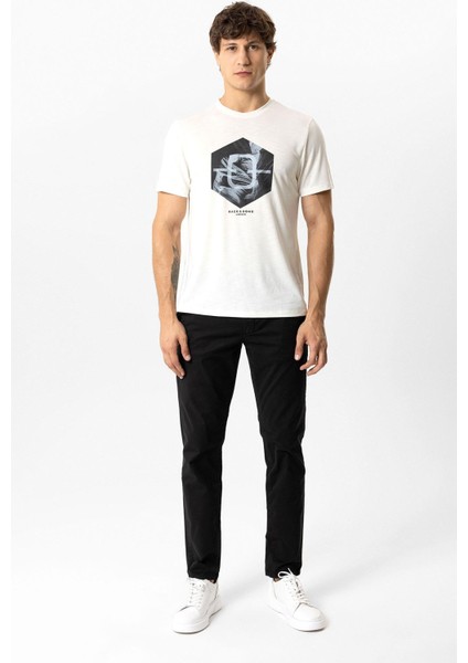 Siyah Slim Fit Pamuklu Yan Cep Chino Pantolon