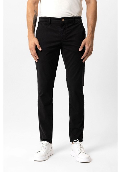 Siyah Slim Fit Pamuklu Yan Cep Chino Pantolon fiyatları