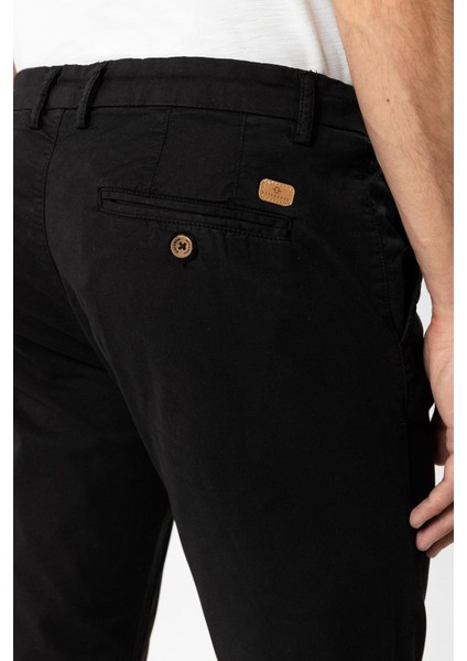 Siyah Slim Fit Pamuklu Yan Cep Chino Pantolon fırsatları
