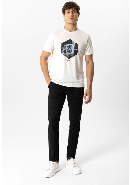 Siyah Slim Fit Pamuklu Yan Cep Chino Pantolon