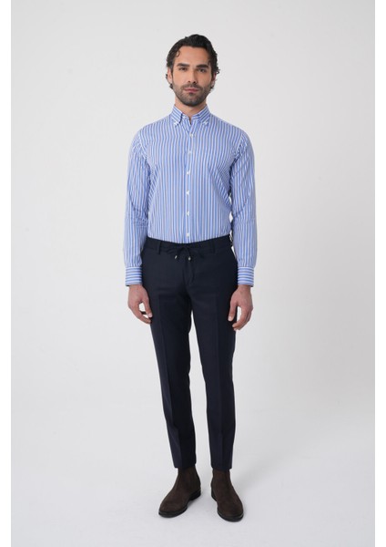 Erkek Jagger Klasik Marfil Lacivert Pantolon PNS25K25204_D39