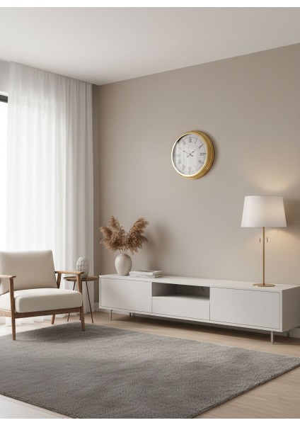 Dekoratif Duvar Saati Gold Metal | 40 cm | Butik Saati modelleri