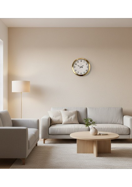 Metal Klasik Gold Duvar Saati | 36 cm | Butik Saat modelleri