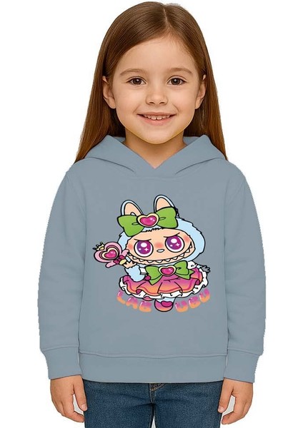 Unisex Baskılı Çocuk Swaetshirt Labubu Baskılı Kapüşonlu 3 Iplik Şardonlu fiyatları
