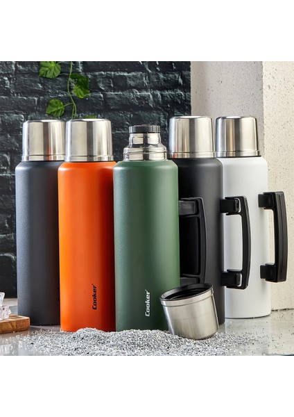 1.5lt Dağcı Termos Renkli Kulplu Çift Cidarlı Paslanmaz Çelik - Sızdırmaz Kapak = Bardak (5148)