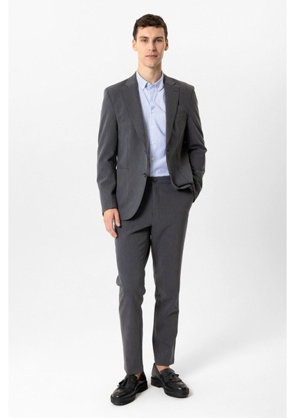 Koyu Gri Slim Fit Casual Pantolon
