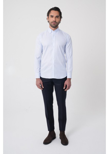 Erkek Uzun Kollu Mavi Desenli Regular Fit Gömlek GMCZG252054_C35 fırsatları