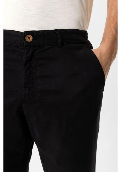 Siyah Slim Fit Pamuklu Beli Bağcıklı Yan Cep Chino Pantolon fırsatları
