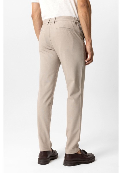 Bej Regular Fit Beli Lastikli Yan Cep Casual Pantolon