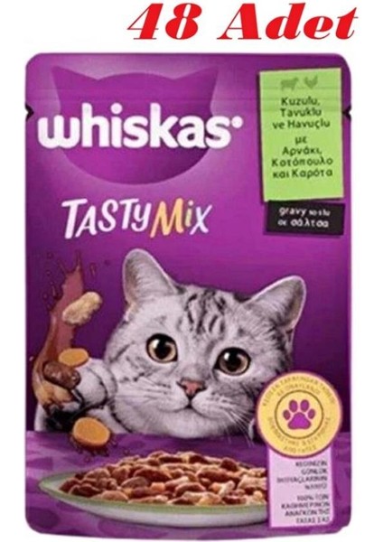 Pouch Tastymix Kuzu & Tavuk & Havuçlu Yetişkin Kedi Maması 85 Gr*48 Adet