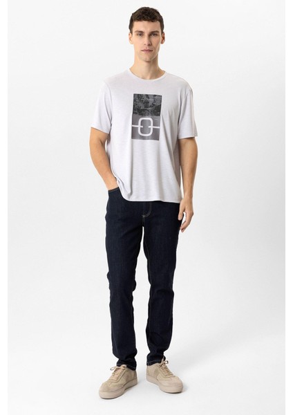 Lacivert Slim Fit 5 Cepli Pamuklu Denim Pantolon