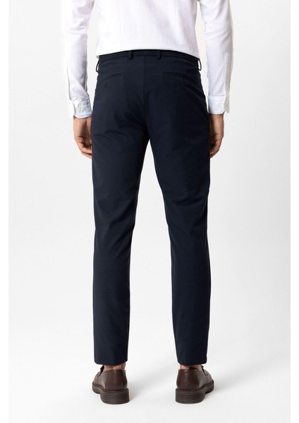 Lacivert Slim Fit %100 Pamuk Chino Pantolon