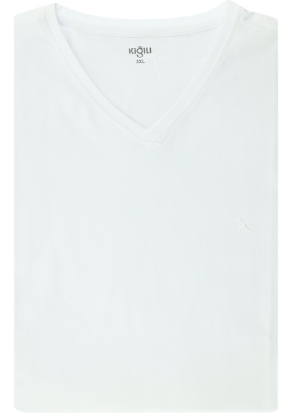 Büyük Beden V Yaka Süprem Pamuklu Tişört