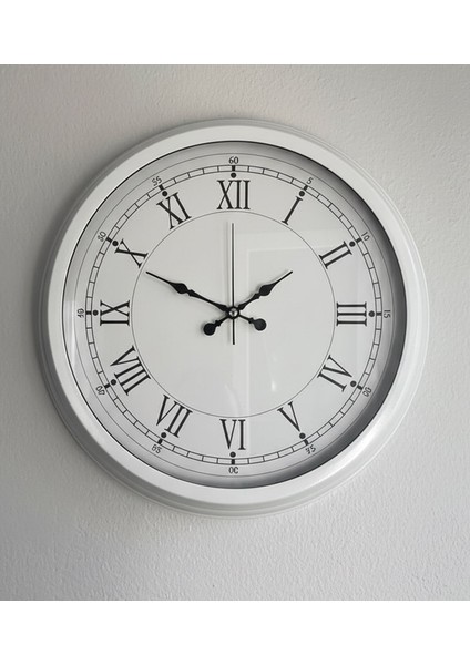 Dekoratif Retro Beyaz Duvar Saati | 40 cm | Butik Saat