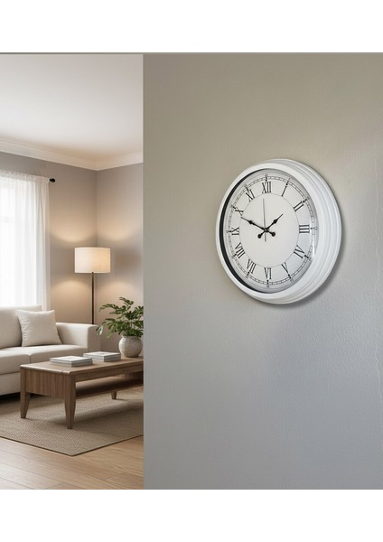 Dekoratif Retro Beyaz Duvar Saati | 40 cm | Butik Saat modelleri