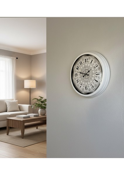 Dekoratif Beyaz Duvar Saati | 40 cm | Butik Saat modelleri