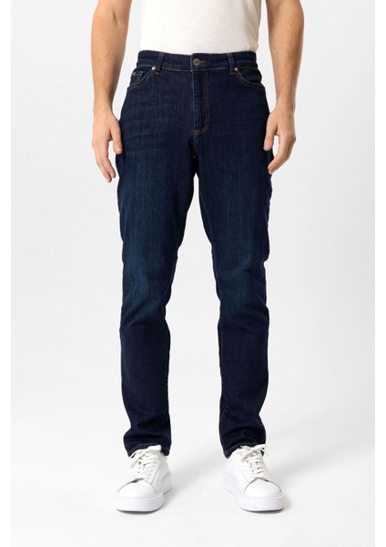 Koyu Lacivert Slim Fit 5 Cepli Pamuklu Denim Pantolon fiyatları