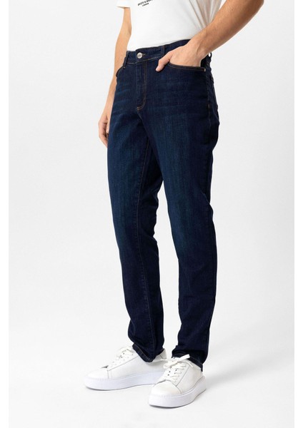 Koyu Lacivert Slim Fit 5 Cepli Pamuklu Denim Pantolon modelleri
