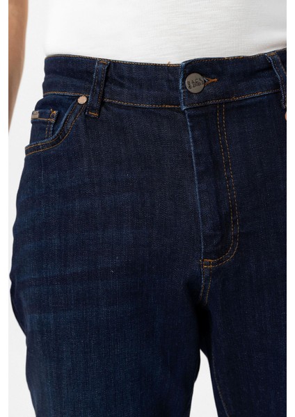 Koyu Lacivert Slim Fit 5 Cepli Pamuklu Denim Pantolon fırsatları