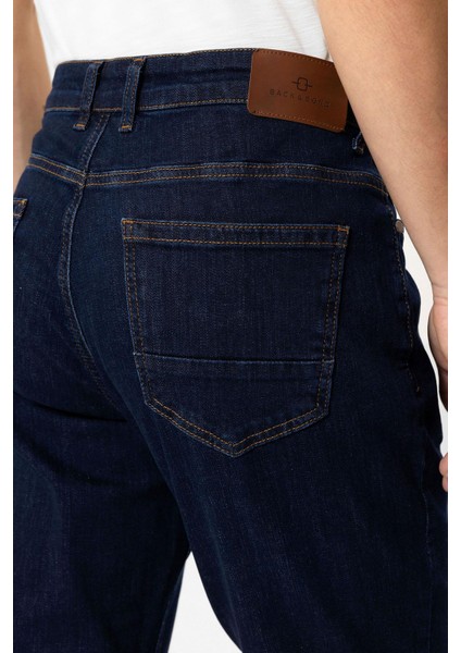 Koyu Lacivert Slim Fit 5 Cepli Pamuklu Denim Pantolon indirimleri