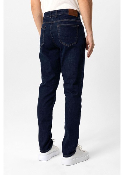 Koyu Lacivert Slim Fit 5 Cepli Pamuklu Denim Pantolon