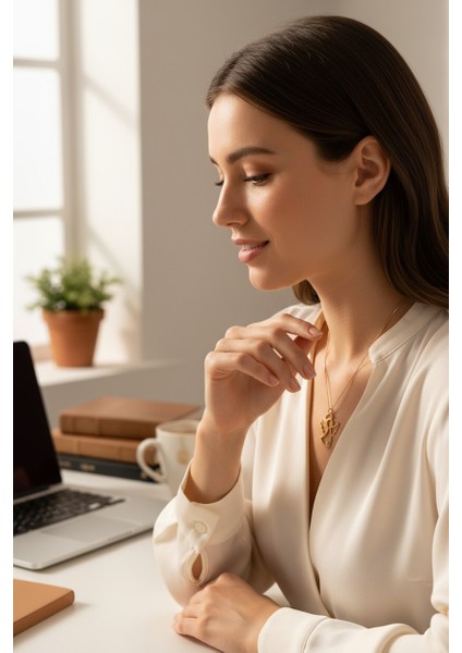 Melek Figürlü Zirkon Taşlı 14 Ayar Altın Kolye modelleri