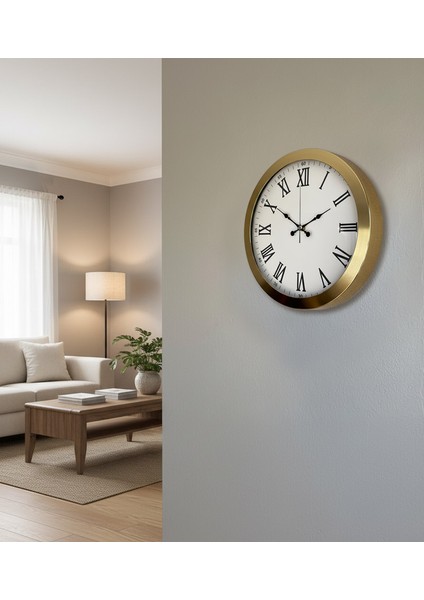 Metal Dekoratif Gold Duvar Saati | 36 cm | Butik Saat fiyatları