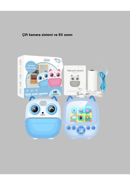 48MP Termal Baskılı Çocuk Dijital Kamera 1080P Video 2.4'' Ekran 6x Zoom indirimleri