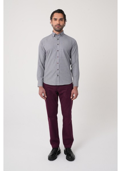 Uzun Kollu Paşa Yaka Regular Fit Erkek Gri Gömlek GMEKS252157_E55 modelleri