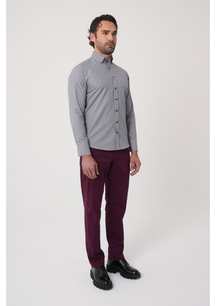 Uzun Kollu Paşa Yaka Regular Fit Erkek Gri Gömlek GMEKS252157_E55 fırsatları