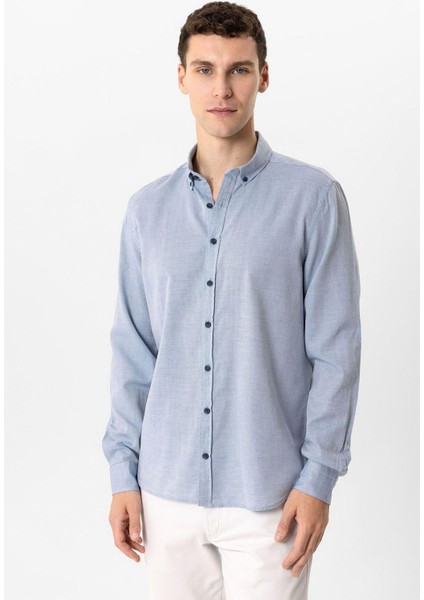Mavi Regular Fit %100 Pamuk Düz Gömlek