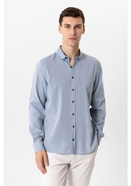 Mavi Regular Fit %100 Pamuk Düz Gömlek fiyatları