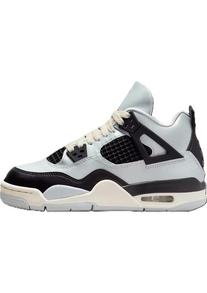 Air Jordan 4 Retro Mid Pure Platinum Leather Unisex Sneaker Hakiki Deri Unisex Günlük Spor Ayakkabı Gri