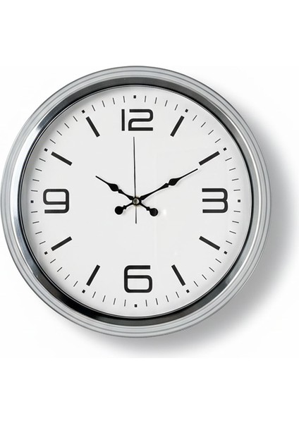 Metal Krom Şık Duvar Saati | 40 cm | Butik Saat