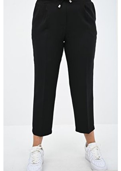 Kadın Büyük Beden Yüksek Bel Dökümlü Pantolon 6201-25 Günlük Stil Dar Paça Rahat Kumaş indirimleri