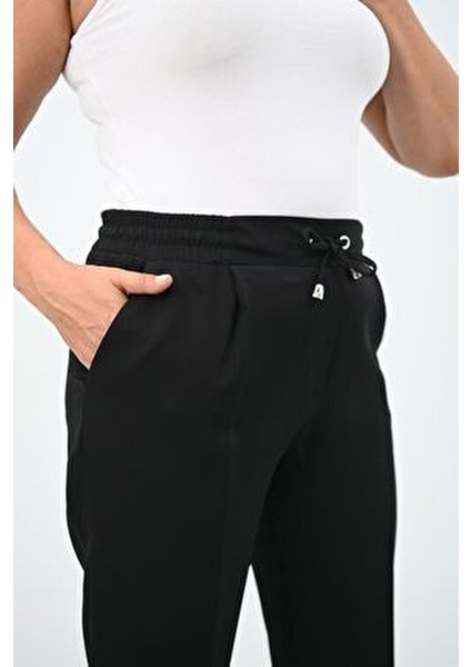 Kadın Büyük Beden Yüksek Bel Dökümlü Pantolon 6201-25 Günlük Stil Dar Paça Rahat Kumaş