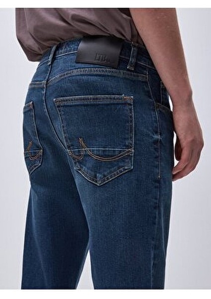 Smarty Y Dar Paça Jean Pantolon Erkek Yüksel Bel Orta Kalınlık Desenli Pamuklu