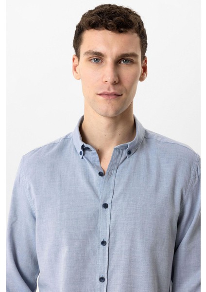 Mavi Regular Fit %100 Pamuk Düz Gömlek modelleri