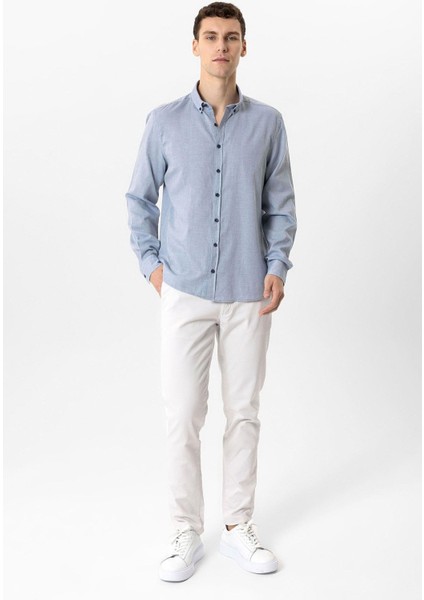 Mavi Regular Fit %100 Pamuk Düz Gömlek