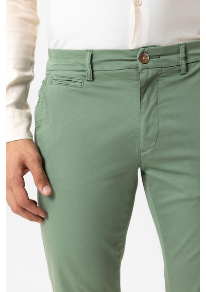 Yeşil Slim Fit Pamuklu Yan Cep Chino Pantolon modelleri