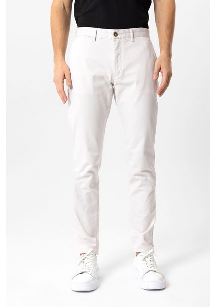 Gri Slim Fit Pamuklu Yan Cep Chino Pantolon