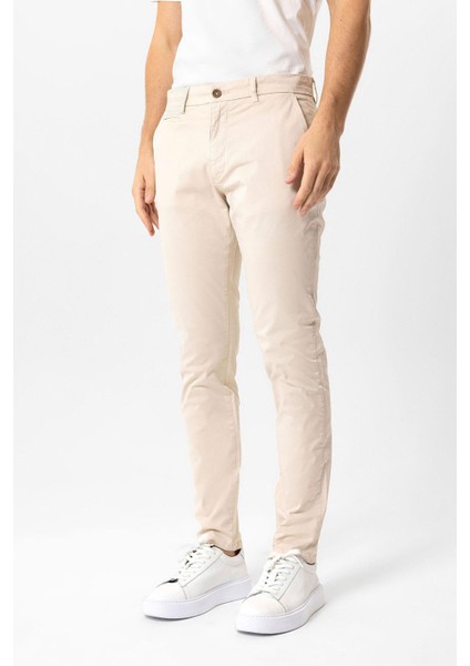 Bej Slim Fit Pamuklu Yan Cep Chino Pantolon modelleri