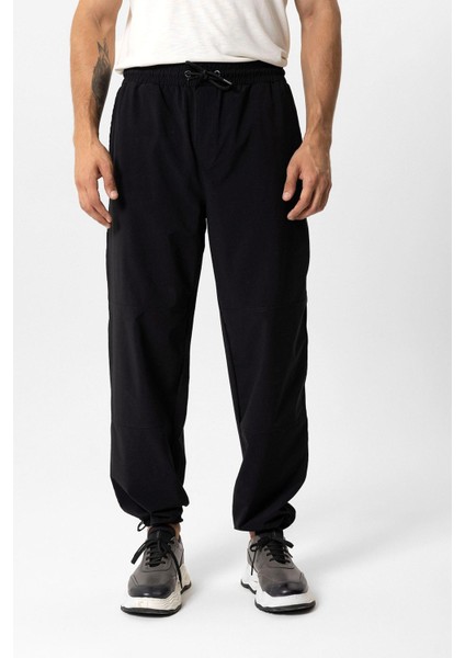Siyah Relaxed Fit Beli Lastikli Jogger Pantolon fiyatları