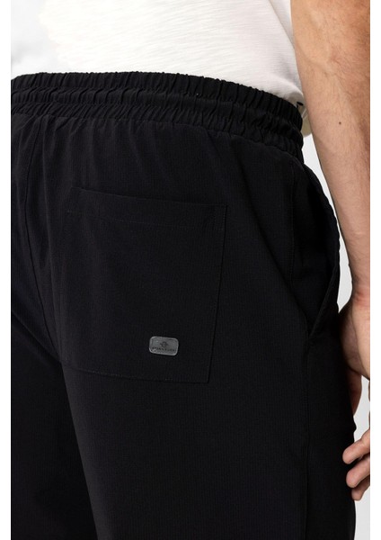 Siyah Relaxed Fit Beli Lastikli Jogger Pantolon