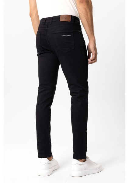 Siyah Slim Fit 5 Cepli Pamuklu Denim Pantolon