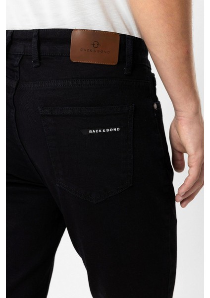 Siyah Slim Fit 5 Cepli Pamuklu Denim Pantolon