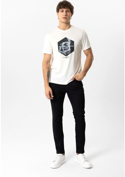 Siyah Slim Fit 5 Cepli Pamuklu Denim Pantolon