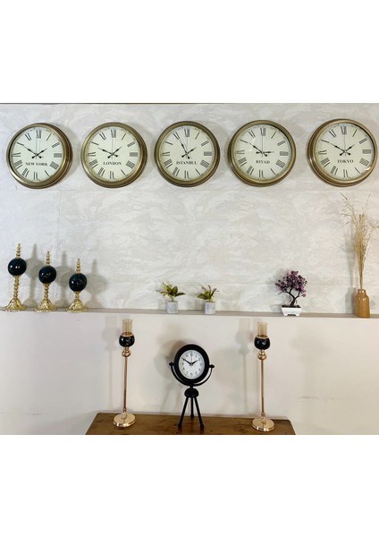 Dünya Saatleri Duvar Saati 40 cm Eskitme Metal 5’li Seti fiyatları